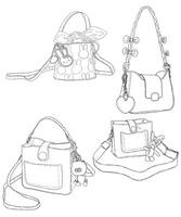 Fashion handbags artwork art line colorful shoes illustration painting board vector