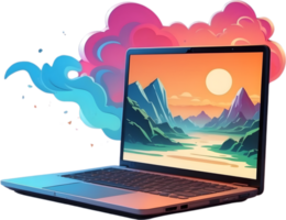 AI generated a laptop with a colorful screen ai generative png