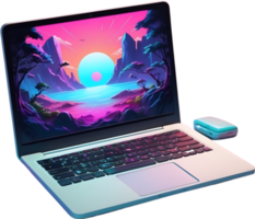 AI generated a laptop with a colorful screen ai generative png