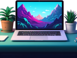 AI generated a laptop with a colorful screen ai generative png