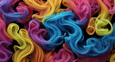 AI generated Dynamic Colorful Smoke Flow On Dark Background Wallpaper Abstract photo