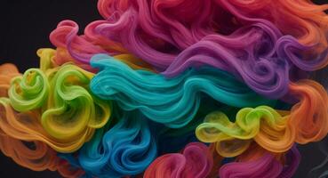 AI generated Dynamic Colorful Smoke Flow On Dark Background Wallpaper Abstract photo