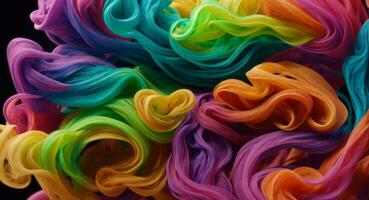 AI generated Dynamic Colorful Smoke Flow On Dark Background Wallpaper Abstract photo