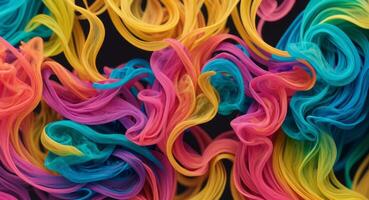 AI generated Dynamic Colorful Smoke Flow On Dark Background Wallpaper Abstract photo