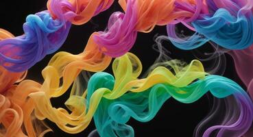 AI generated Dynamic Colorful Smoke Flow On Dark Background Wallpaper Abstract photo