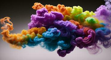 AI generated Dynamic Colorful Smoke Flow On Dark Background Wallpaper Abstract photo