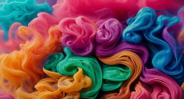 AI generated Dynamic Colorful Smoke Flow On Dark Background Wallpaper Abstract photo