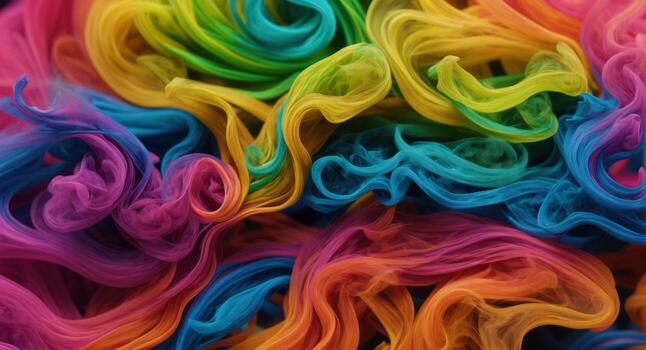 AI generated Dynamic Colorful Smoke Flow On Dark Background Wallpaper Abstract photo