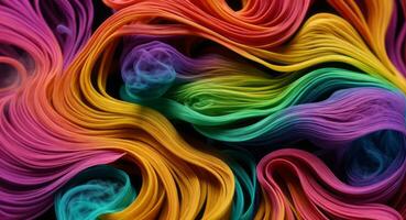 AI generated Dynamic Colorful Smoke Flow On Dark Background Wallpaper Abstract photo