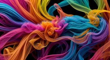 AI generated Dynamic Colorful Smoke Flow On Dark Background Wallpaper Abstract photo