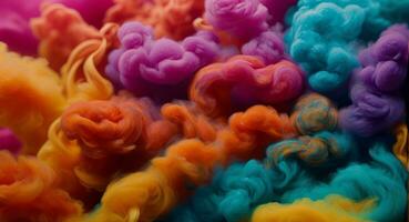 AI generated Dynamic Colorful Smoke Flow On Dark Background Wallpaper Abstract photo