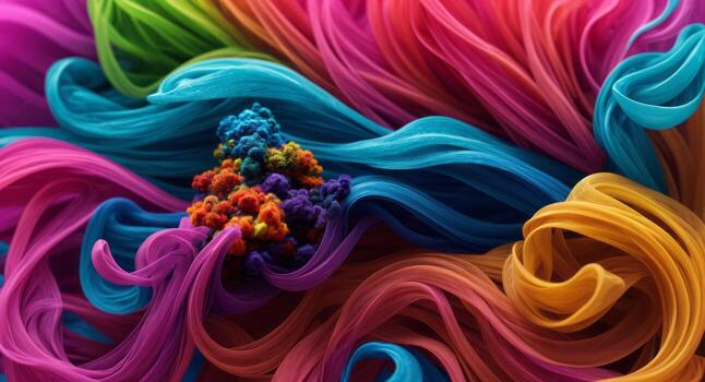 AI generated Dynamic Colorful Smoke Flow On Dark Background Wallpaper Abstract photo