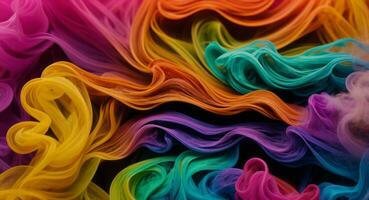 AI generated Dynamic Colorful Smoke Flow On Dark Background Wallpaper Abstract photo