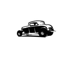 Clásico cupé coche desde 1932. aislado blanco antecedentes con ver desde detrás. prima vector diseño para logo, insignia, emblema. disponible en eps 10