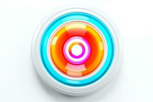 AI generated Abstract high tech multicolor button on white background, Generative AI photo