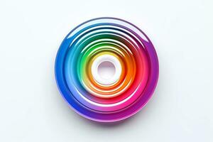 AI generated Abstract high tech multicolor button on white background, Generative AI photo