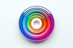 AI generated Abstract high tech multicolor button on white background, Generative AI photo