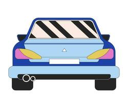 Vehicle back view 2D linear cartoon object. Backview car transport isolated line vector element white background. Behind auto transportation. Back automobile color flat spot illustration