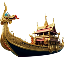 AI generated thai royal boat , barge png