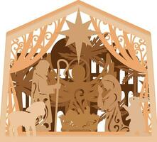 Nativity Scene, Christmas Ornament, Multilayer Template vector