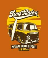 Surf rider vintage vector illustration style.