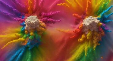 AI generated Artistic Colorful Dense Powder Explosion Abstract Wallpaper photo