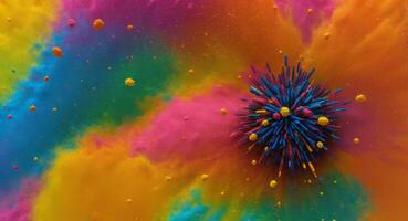 AI generated Artistic Colorful Dense Powder Explosion Abstract Wallpaper photo