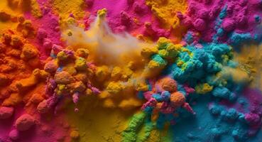 AI generated Artistic Colorful Dense Powder Explosion Abstract Wallpaper photo