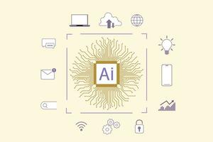 el concepto de artificial inteligencia y icono tecnología conjunto, vector ilustración.