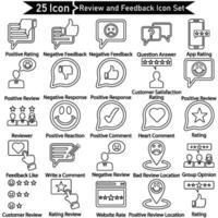 Review and Feedback Line Icon Set vector