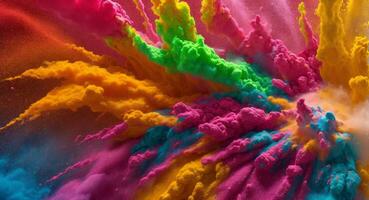 AI generated Artistic Colorful Dense Powder Explosion Abstract Wallpaper photo