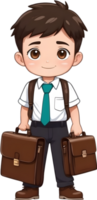 AI generated Cute boy with Briefcase ilusstration png