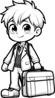 AI generated boy carring briefcase png