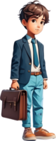 AI generated Cute boy with Briefcase ilusstration png