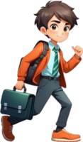 AI generated Cute boy with Briefcase ilusstration png