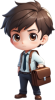 AI generated boy carring briefcase png