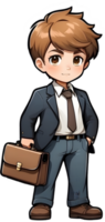 AI generated Cute boy with Briefcase ilusstration png