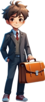 AI generated Cute boy with Briefcase ilusstration png