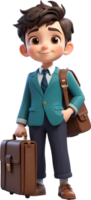 AI generated Cute boy with Briefcase ilusstration png