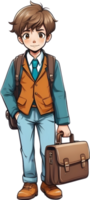 AI generated Cute boy with Briefcase ilusstration png