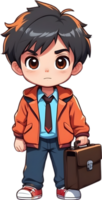 AI generated Cute boy with Briefcase ilusstration png