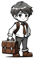 AI generated Cute boy with Briefcase ilusstration png