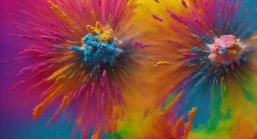 AI generated Artistic Colorful Dense Powder Explosion Abstract Wallpaper photo