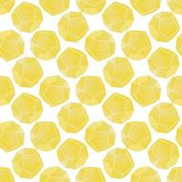 Crystal seamless pattern. Bright yellow rounded gradient transparent gems and crystals on a white background. Vector illustration. Packaging for a gift. A bright repeating gemstone. Chaotic ornament