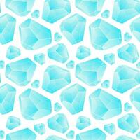 Crystal seamless pattern. Bright blue gradient transparent gems and crystals on a white background. Vector illustration. Packaging for a gift. A bright repeating gemstone. Chaotic ornament