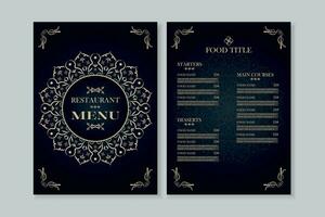 lujo restaurante menú diseño cubrir folleto modelo. vector