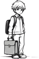 AI generated Cute boy with Briefcase ilusstration png