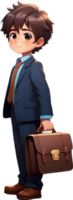 AI generated Cute boy with Briefcase ilusstration png