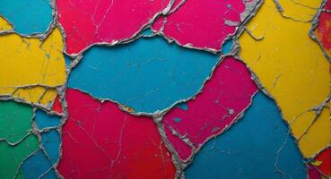 AI generated Colorful Cracked Paint On Wall Abstract Wallpaper photo