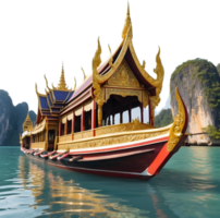 AI generated Thai royal barge, Thai boat png